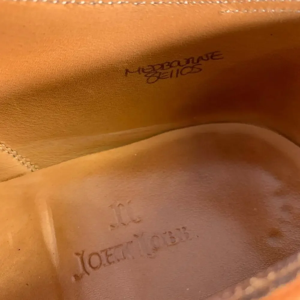 JOHN LOBB Size 9 Camel Leather Pointed Toe Lace Up Shoes